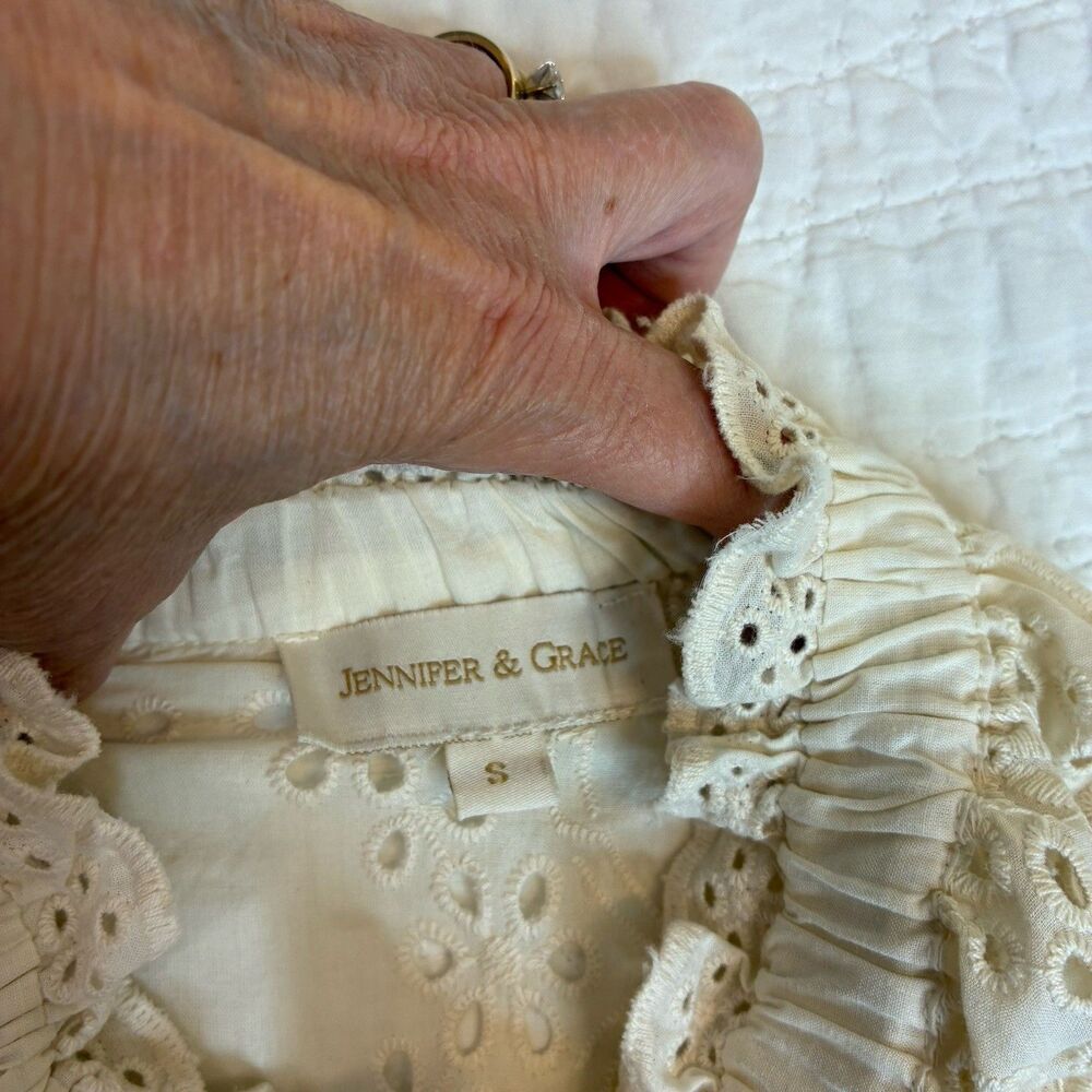 White Eyelet Lace Blouse - Women Tops - Picture 8 of 11